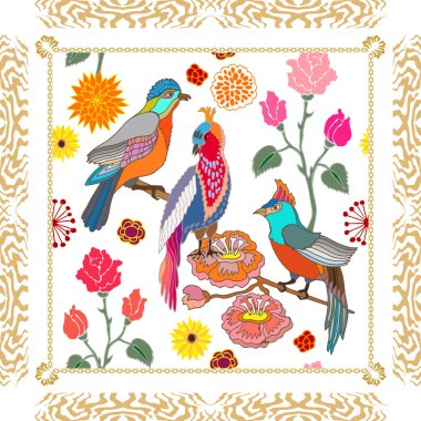 Japon bahçesi. Victoria motifleri ile Seamless oryantal modeli. 