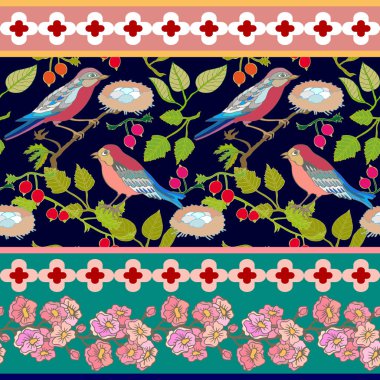 Japon bahçesi. Victoria motifleri ile Seamless oryantal modeli. 