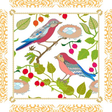 Japon bahçesi. Victoria motifleri ile Seamless oryantal modeli. 