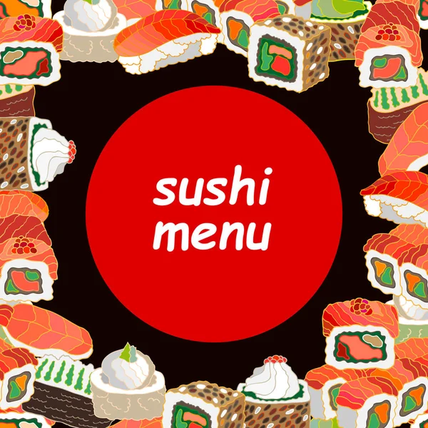 Sushi und Brötchen. Handgezeichnete Elemente. — Stockvektor