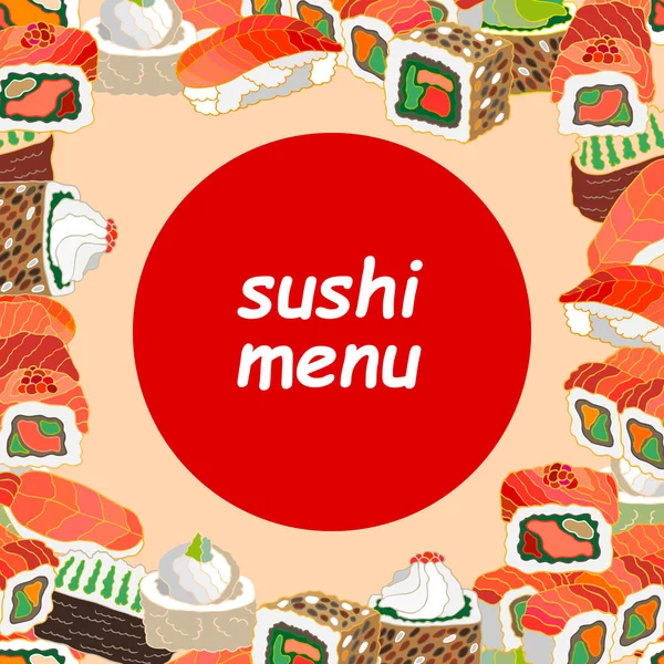 Sushi und Brötchen. Handgezeichnete Elemente. — Stockvektor