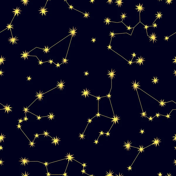 Le ciel du zodiaque. Modèle vectoriel abstrait sans couture avec constellations . — Image vectorielle