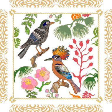 Japon bahçesi. Victoria motifleri ile Seamless oryantal modeli.