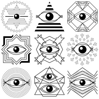 Magic gözler. Soyut geometrik kompozisyonlar kümesi. 