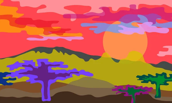 Paysage de savane. Illustration vectorielle . — Image vectorielle