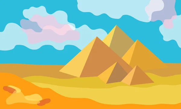 Paysage désertique avec pyramides . — Image vectorielle