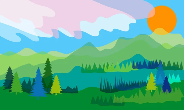 Alpine Landschaft. Vektorillustration. — Stockvektor