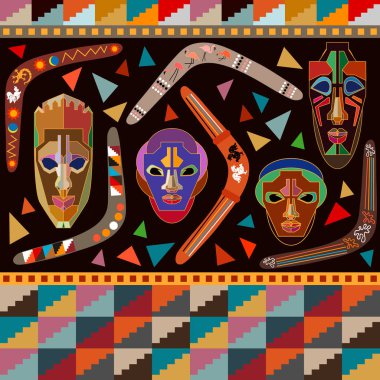 Avustralya sanılmasına ve Afrika maskeleri ile sorunsuz vektör sınır.
