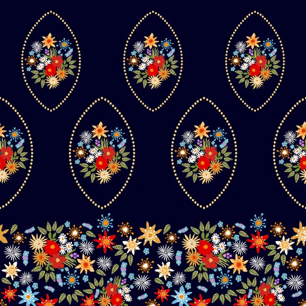 Frontera floral brillante con motivos españoles . — Vector de stock