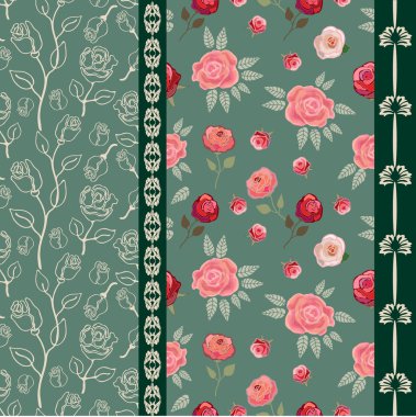 Tekstil tasarımı için basit çiçek sınır.