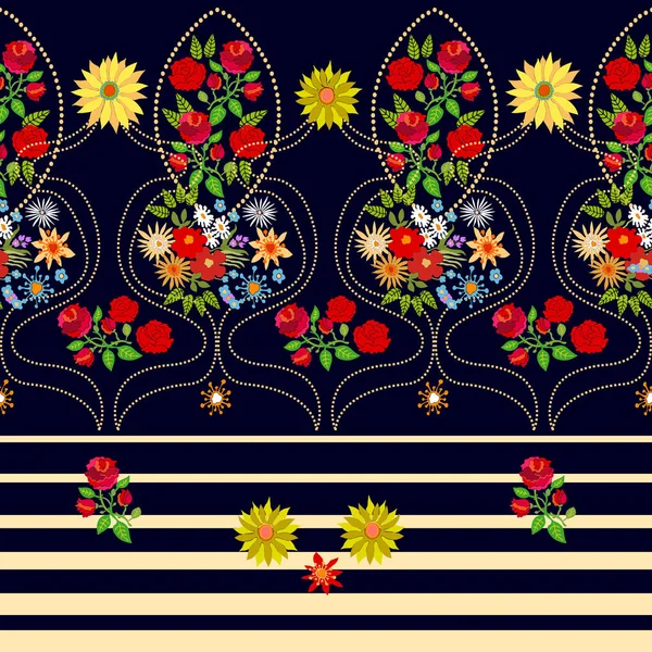 Borde vectorial despojado con flores . — Archivo Imágenes Vectoriales