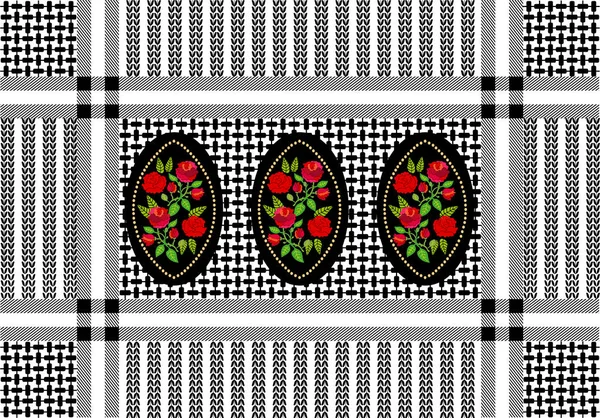 Γεωμετρική εκτύπωσης με floral Δαμασκηνό στοιχεία κλωστοϋφαντουργίας. — Διανυσματικό Αρχείο