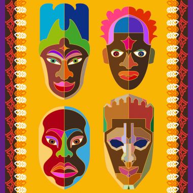 Avustralya sanılmasına ve Afrika maskeleri ile sorunsuz vektör sınır.