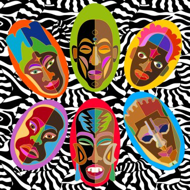 İpek eşarp zebra Afrika maskesi ile yazdırma.