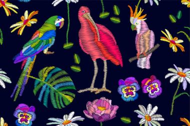 Ibis ve papağan n Çiçek Bahçe.