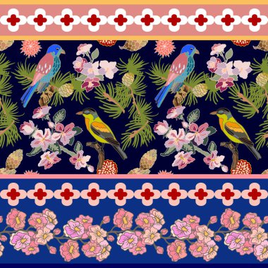 Güneşli Japon bahçesi.