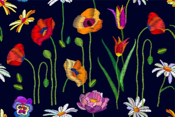 Blühende Sommerwildblumen. — Stockvektor