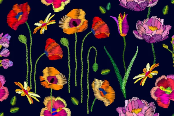 Blühende Sommerwildblumen. — Stockvektor