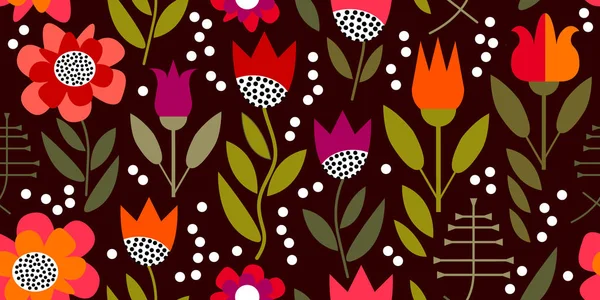 Vintage floral print with geometric elements. — Stock Vector