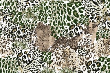 Safari rüyalar. Grunge arka plan ile leopard Spotlar.