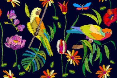 Sıcak tropikal yaz. Sorunsuz vektör desen işlemeli doku ile.