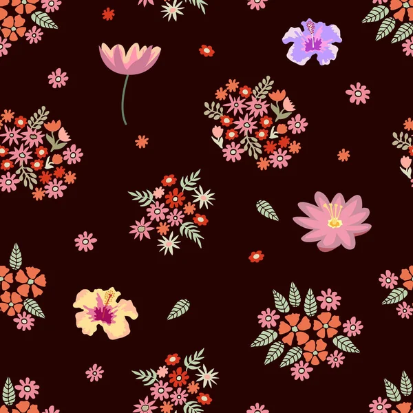 Sorunsuz vektör desen ile farklı çiçek öğeleri.