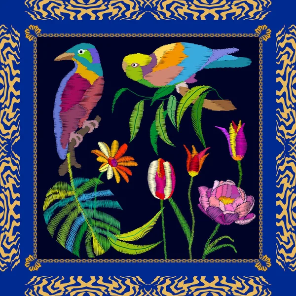 Egzotik papağan ile nakış.