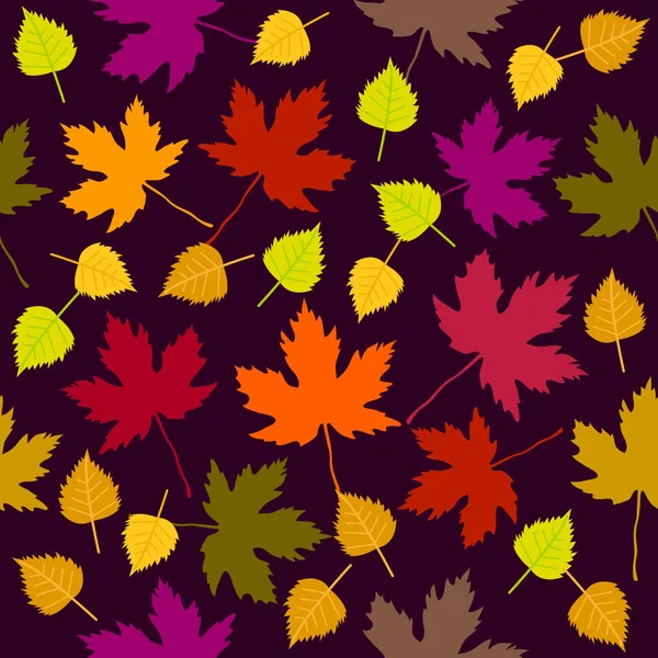 Autumn fall. Seamless vector pattern with white birch and maple leaves. — Stock Illustration Autumn fall. Seamless vector pattern with white birch and maple leaves. Royalty Free Stock Vectors