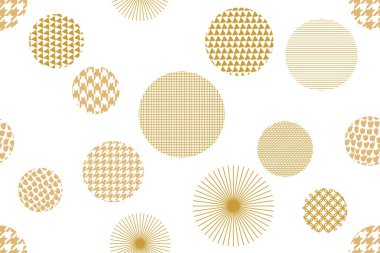 Japon altın baskı. Sorunsuz vektör desen farklı geometrik şekillerle.