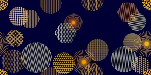 Des cercles d'or. Large motif panoramique sans couture avec des formes géométriques abstraites . — Image vectorielle