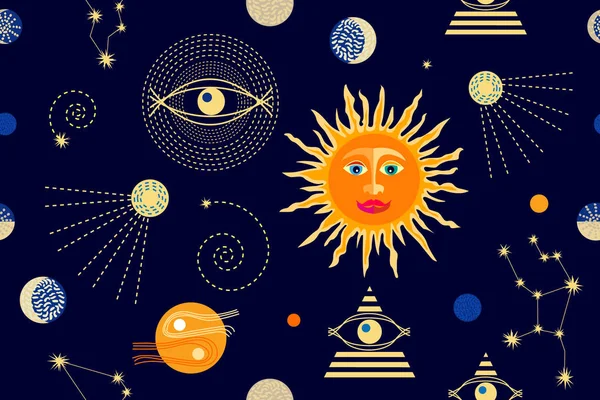 Cielo oscuro y el sol . — Vector de stock