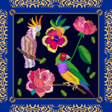 Meyve bahçesi ve kuşlar.