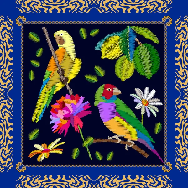 Meyve bahçesi ve kuşlar.