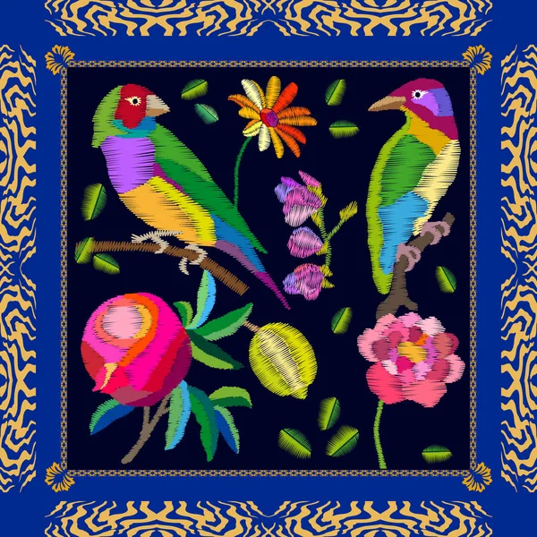 Meyve bahçesi ve kuşlar.