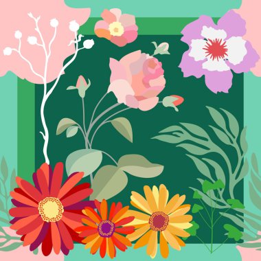 Sonbaharda Çiçek Bahçe. Gül ve gerbera.