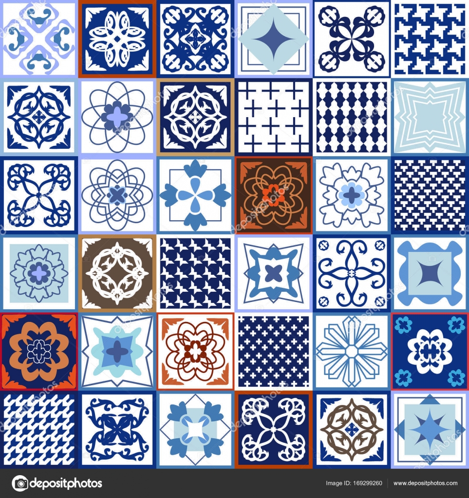 Vector: mosaicos vintage | Vintage conjunto a cuadros de azulejos de