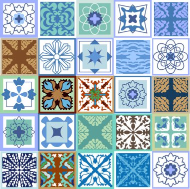 Vintage damalı Seramik Fayans ayarla.