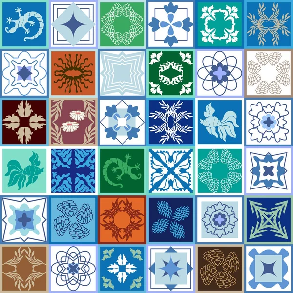 Vintage set of checkered ceramic tiles. — Stock Vector