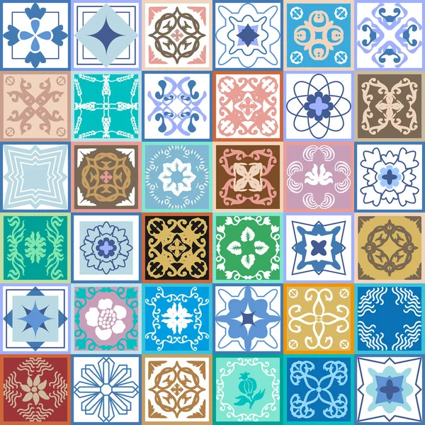Vintage set of checkered ceramic tiles. — Stock Vector