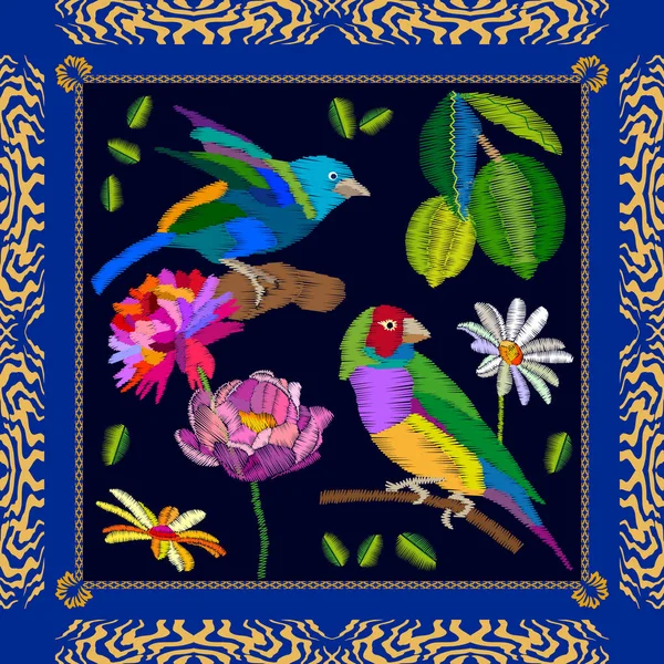 Sonbahar bahçedeki kuşlar. 