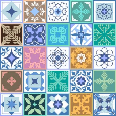 Yeşil Seramik Fayans ayarlayın. Fas, İspanyolca, Portekizce motifleri ile sırlı seramik Mozaik.