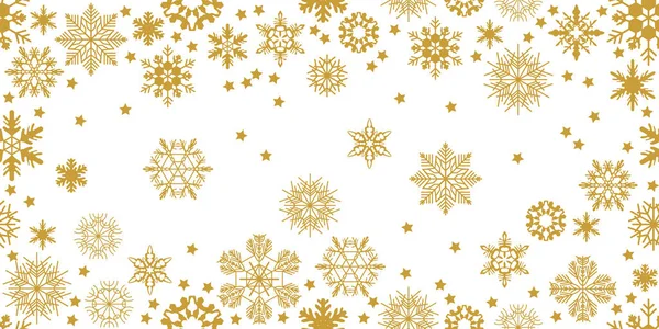 Широкий панорамный рождественский фон. Различные снежинки и зимние украшения . — стоковый вектор