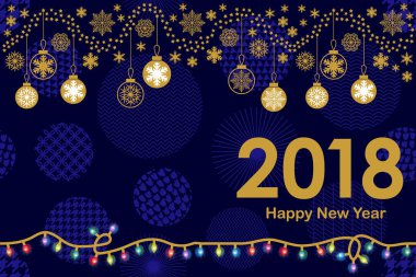 Geometrik neşeli Noel ve mutlu yeni yıl kartı. 