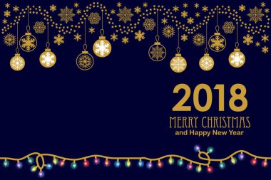 Geometrik neşeli Noel ve mutlu yeni yıl kartı. 