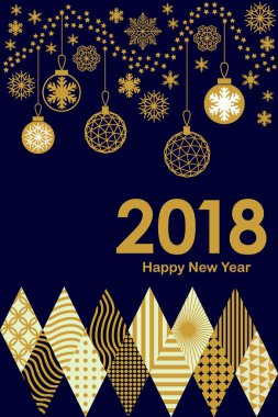 Karnaval motifleri ile moda neşeli Noel ve mutlu yeni yıl kartı.