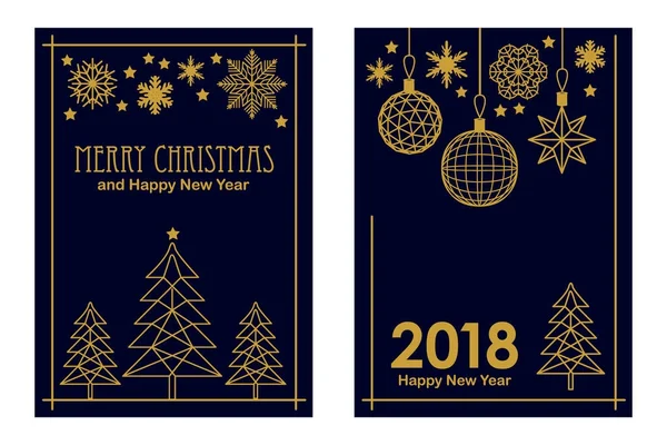 Modernen Stil frohe Weihnachten und ein glückliches neues Jahr Karten. — Stockvektor
