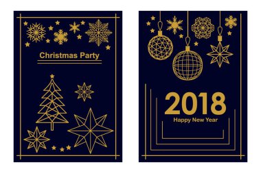 Modern tarzı neşeli Noel ve mutlu yeni yıl kartları.