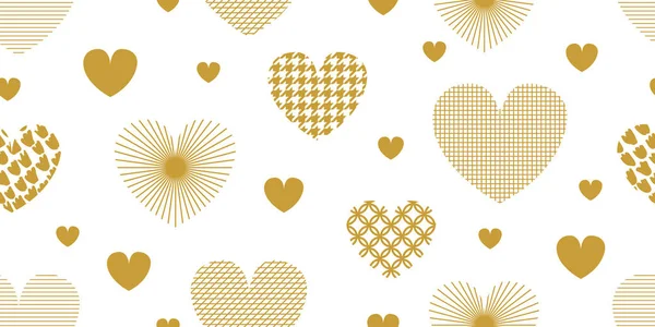 Minimalism style festive background with golden hearts, ornaments and decorations. — Stock Vector