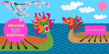 Mutlu Dragon Boat Festivali. Kartları, afişler, posterler, için şablon kapsar. 