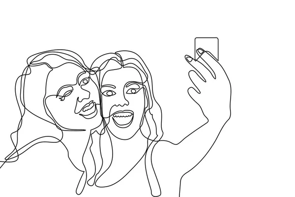 Zwei Mädchen machen Selfie. — Stockvektor